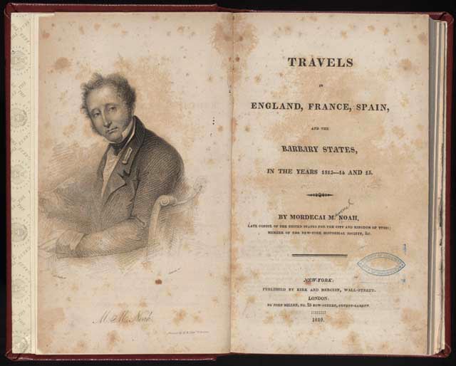 Gravura sobre Simcha Torá de 1850 nos EUA 1 1819 Mordecai Noah Travels Likud Brasil